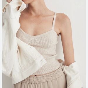 Madewell Beige Ribbed Knit Crop Top